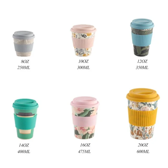 12oz 16oz 350ml 400ml Tazas de taza de café RPET de plástico reciclado personalizadas al por mayor con tapa y funda de silicona